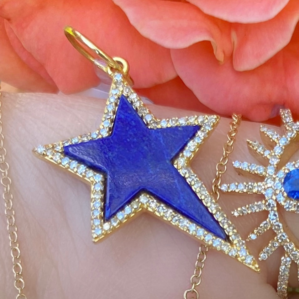 Lapis Diamond Edge Star Pendant - Nina Segal Jewelry