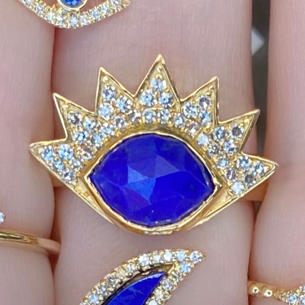 Lapis Evil Eye Diamond Ring - Nina Segal Jewelry