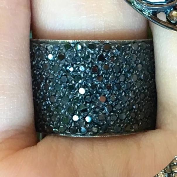 Black Diamond Cigar Band Ring - Nina Segal Jewelry