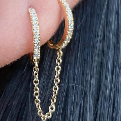 Double Huggies With Connecting Chain - Nina Segal Jewelry