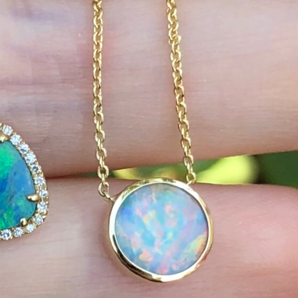 Opal Round Bezel Set Necklace - Nina Segal Jewelry