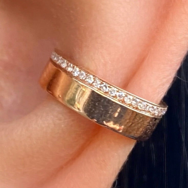 Thick Solid Gold Ear Cuff With Pave Diamond Line - Nina Segal Jewelry