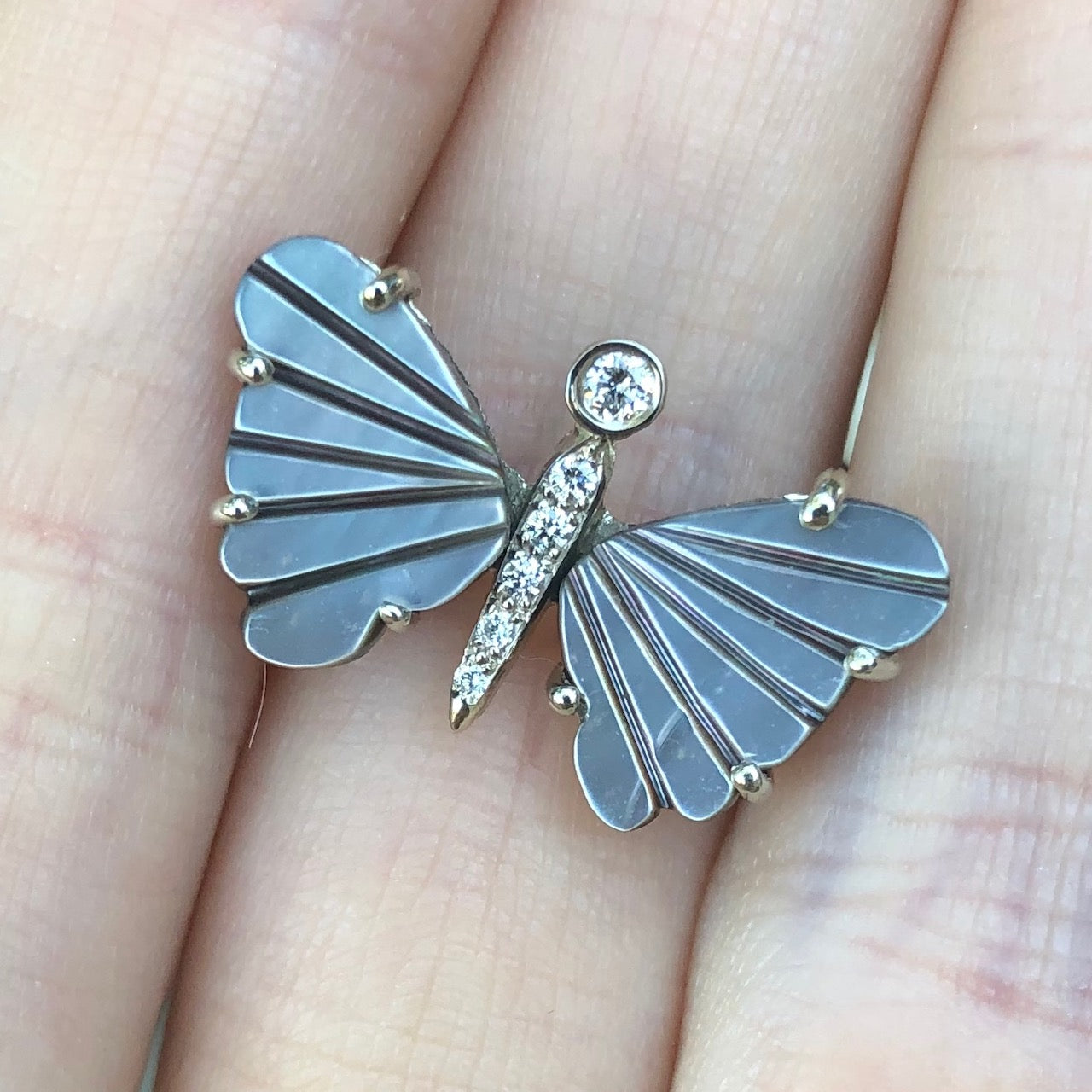 Small Grey Mother of Pearl Butterfly Ring - Nina Segal Jewelry