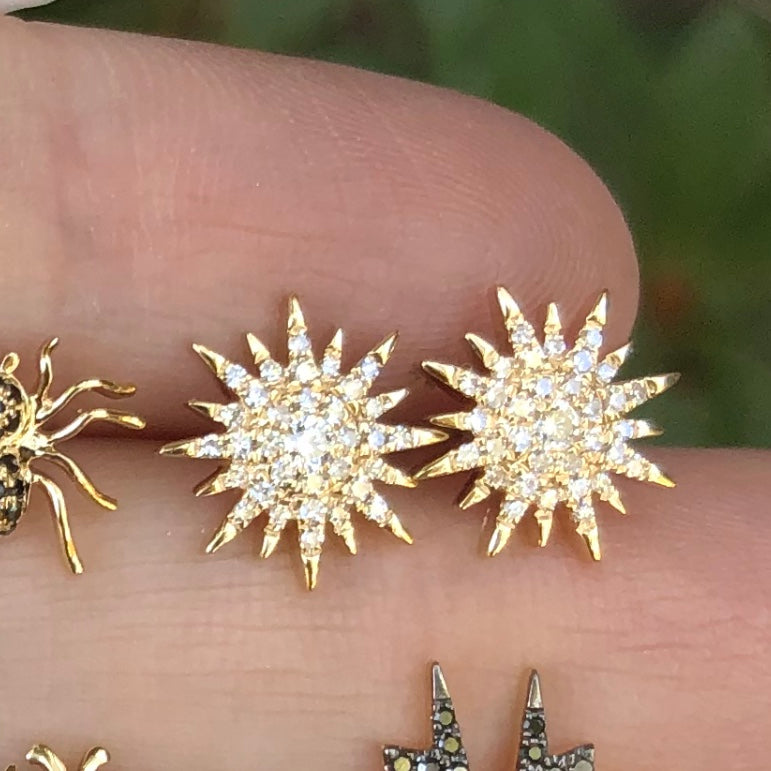 Sunburst Pave Diamond Studs - Nina Segal Jewelry