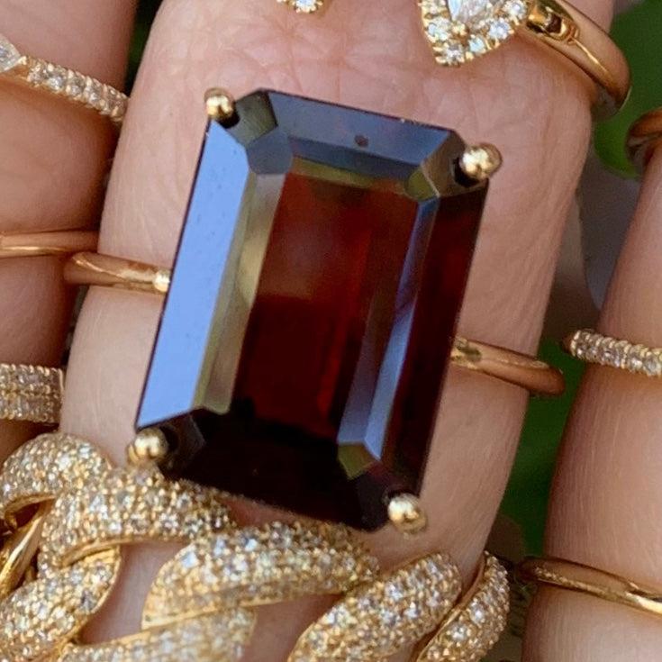 Extra Large Garnet Emerald Cut Gem Candy Ring - Nina Segal Jewelry