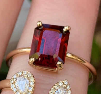 Medium Garnet Emerald Cut Gem Candy Ring - Nina Segal Jewelry