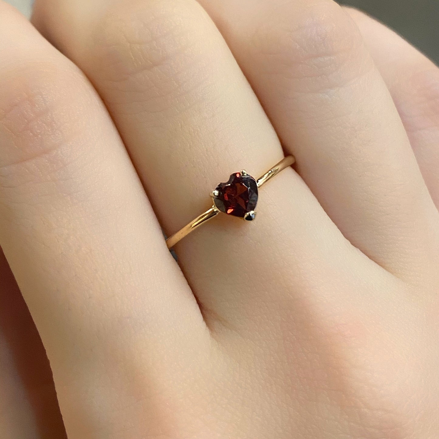 Tiny Garnet Heart Gem Candy Ring - Nina Segal Jewelry