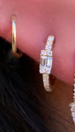 Pave Single Baguette Cluster Huggies - Nina Segal Jewelry