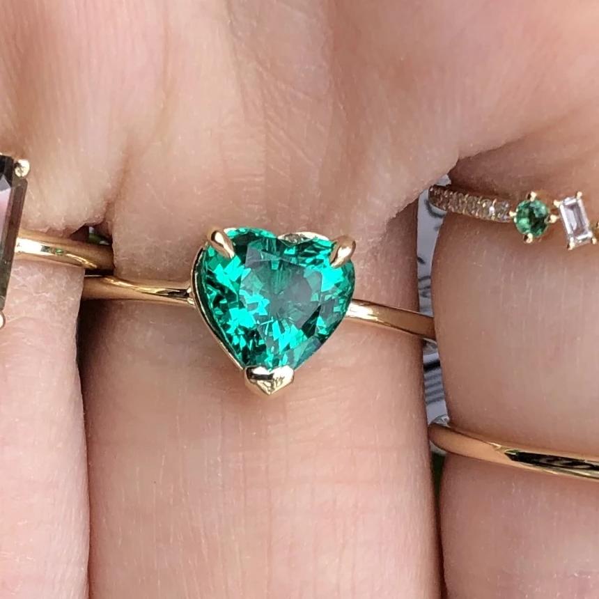 Gem Candy Lab Created Emerald Heart Ring - Nina Segal Jewelry