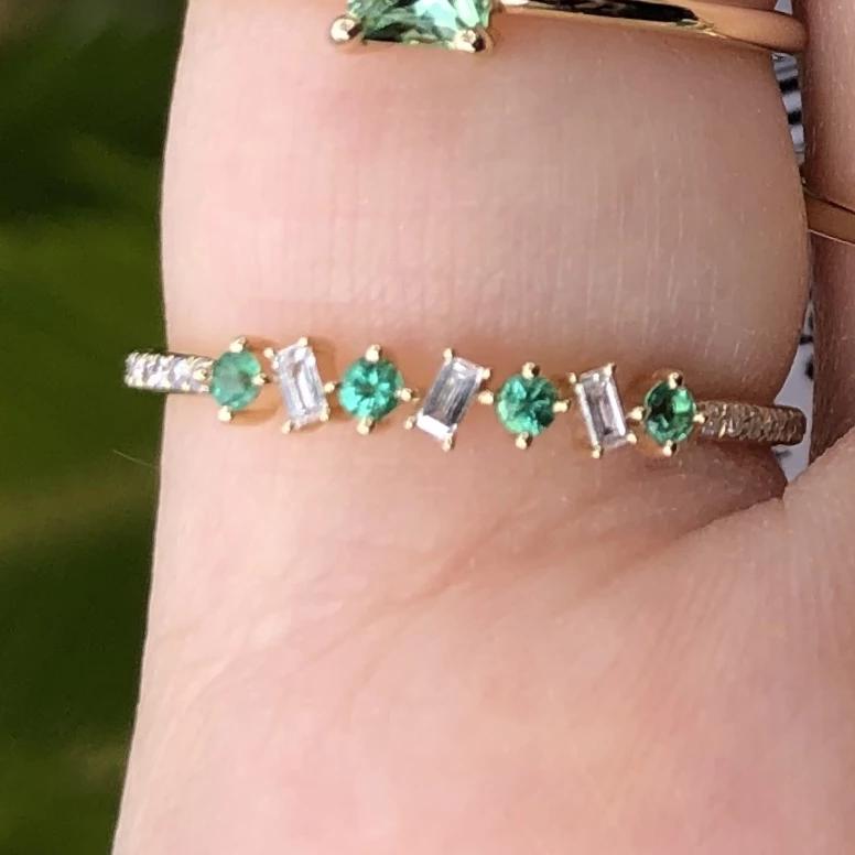 Emerald Dancing Diamond Baguette Ring - Nina Segal Jewelry