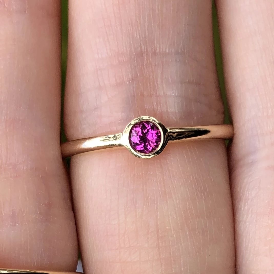 Pink Sapphire Bezel Set Thick Band Ring - Nina Segal Jewelry