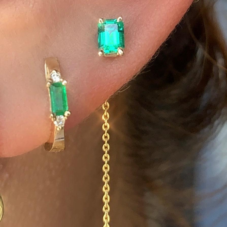 Emerald Baguette Threader Earrings - Nina Segal Jewelry