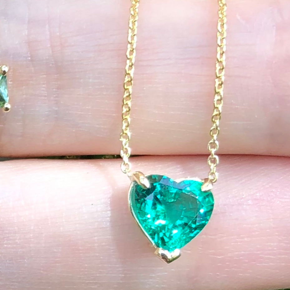 Lab Created Emerald Heart Necklace - Nina Segal Jewelry