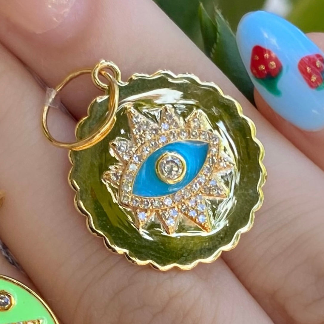 Turquoise Diamond Eye Coin Pendant - Nina Segal Jewelry