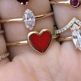 Red Enamel Heart Ring - Nina Segal Jewelry
