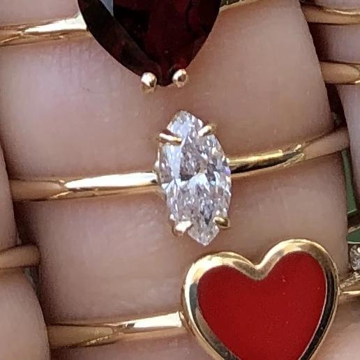 Medium Marquise Diamond Solitaire Ring - Nina Segal Jewelry