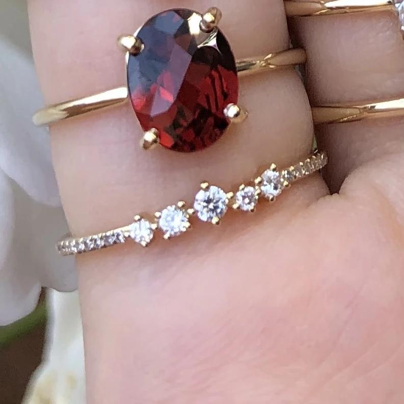 Tiny Diamond 5 Princess Staggered Ring - Nina Segal Jewelry
