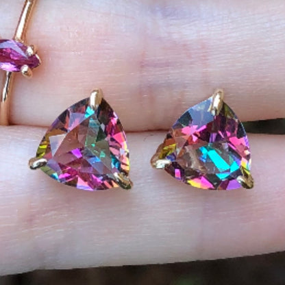 Gem Candy Mystic Topaz Trillion Studs - Nina Segal Jewelry