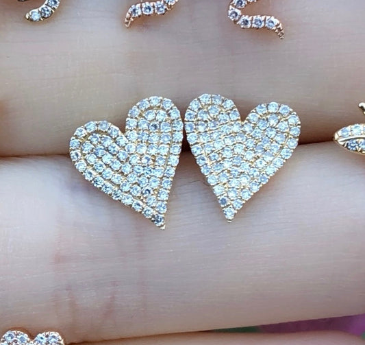 Large Heart Diamond Pave Studs - Nina Segal Jewelry