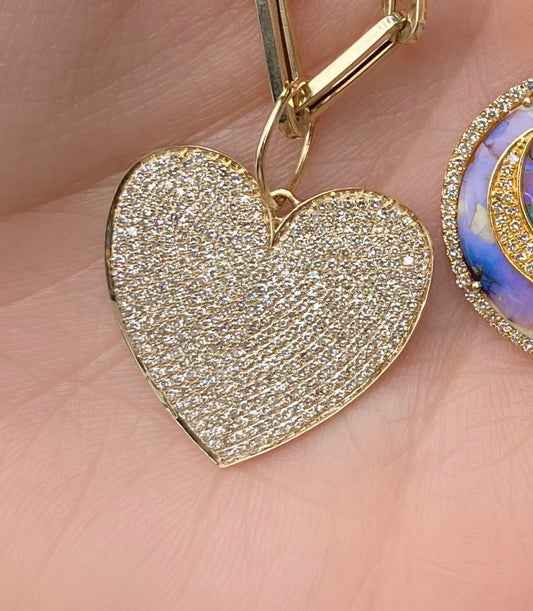 Big Diamond Pave Heart Pendant - Nina Segal Jewelry