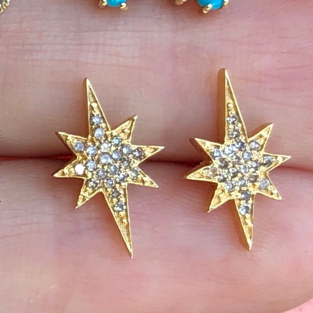 Long Starburst Diamond Studs - Nina Segal Jewelry