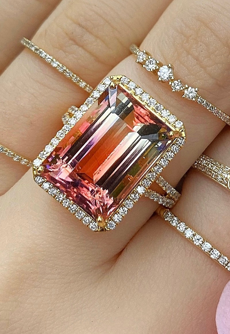 Large Pink Peach Tourmaline Rectangle Ring - Nina Segal Jewelry