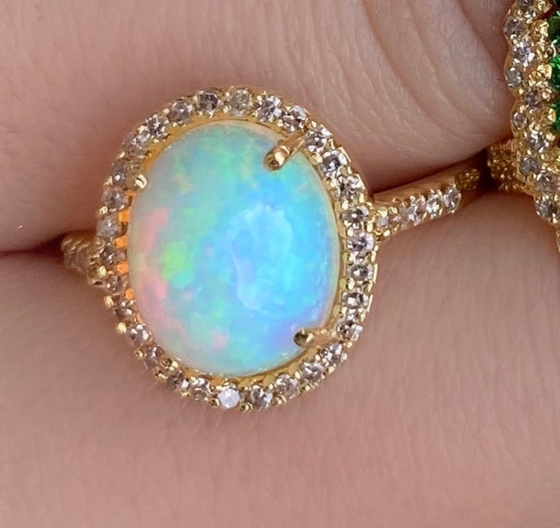 Round Crystal Opal Diamond Ring - Nina Segal Jewelry