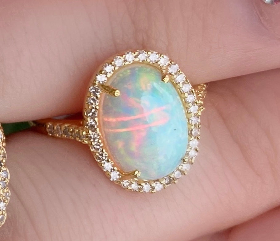 Oval Opal Diamond Ring - Nina Segal Jewelry