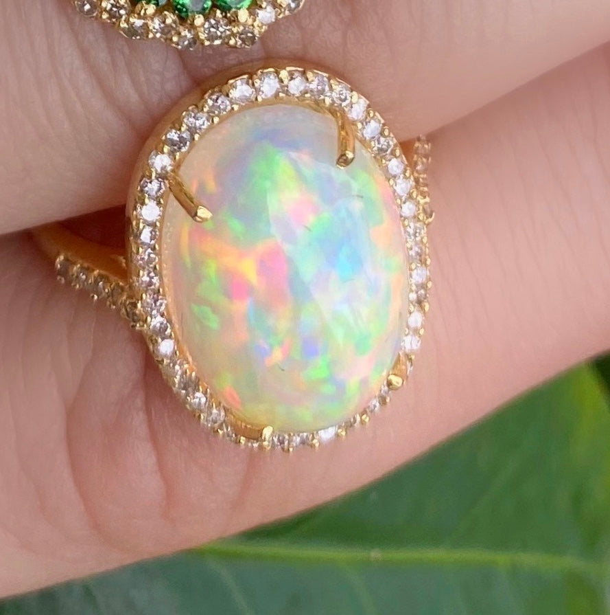 Large Ethiopian Opal Diamond Ring - Nina Segal Jewelry
