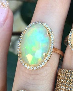 Crystal Opal Oval Diamond Ring - Nina Segal Jewelry