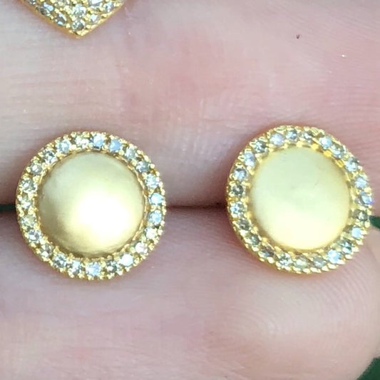 Matte Gold w/ Diamond Halo Studs - Nina Segal Jewelry