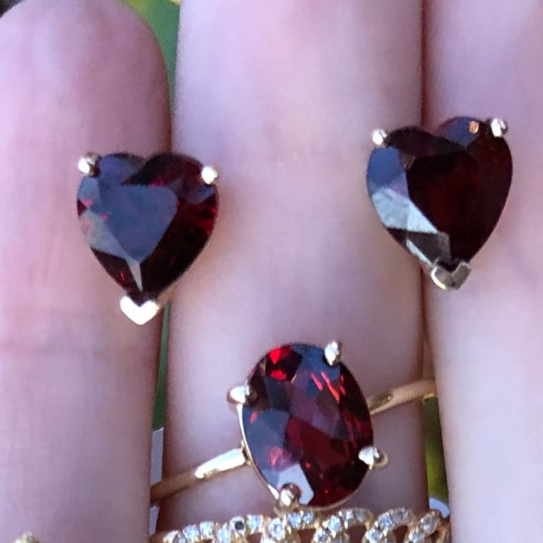 Gem Candy Garnet Heart Studs - Nina Segal Jewelry