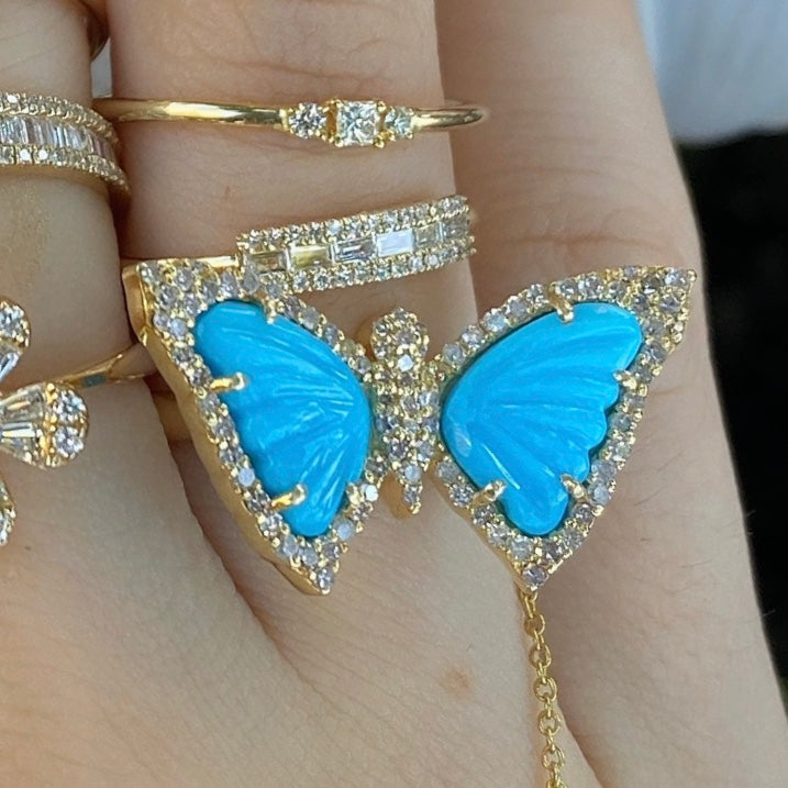 Turquoise Small Butterfly Diamond Ring - Nina Segal Jewelry