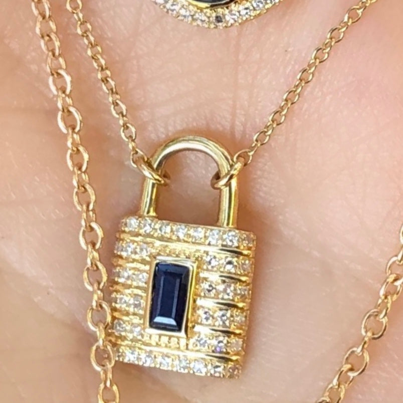 Lock Diamond Sapphire Necklace - Nina Segal Jewelry