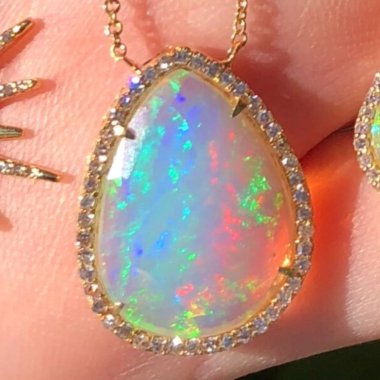 Crystal Opal Tear Drop Diamond Necklace - Nina Segal Jewelry