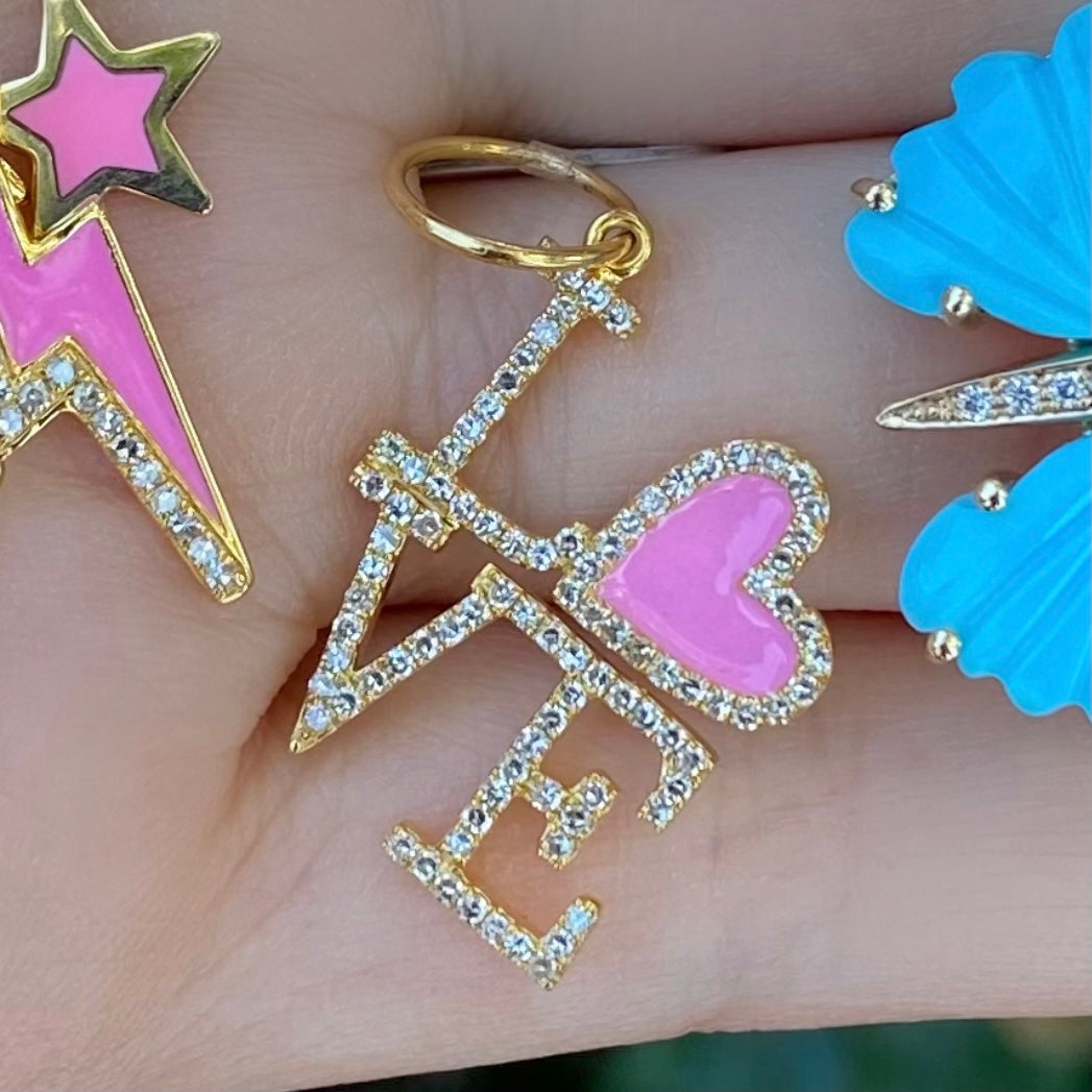 Pink Enamel Love Heart Pendant - Nina Segal Jewelry