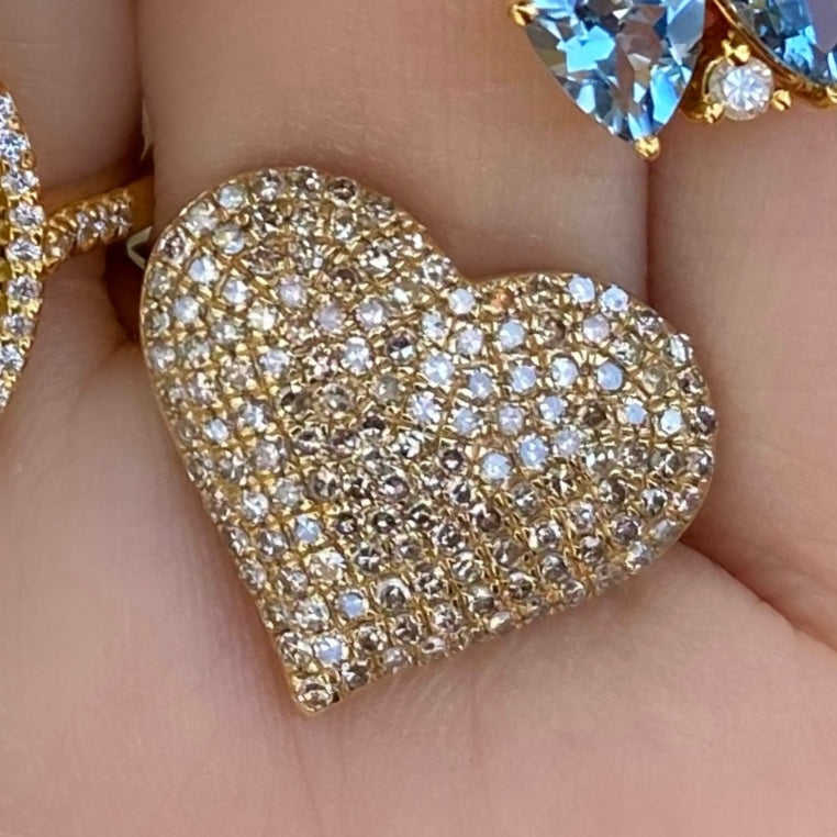 Big Rounded Pave Diamond Heart Ring - Nina Segal Jewelry