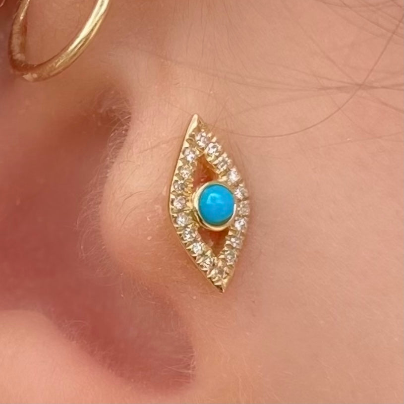 Evil Eye Diamond Turquoise Studs - Nina Segal Jewelry