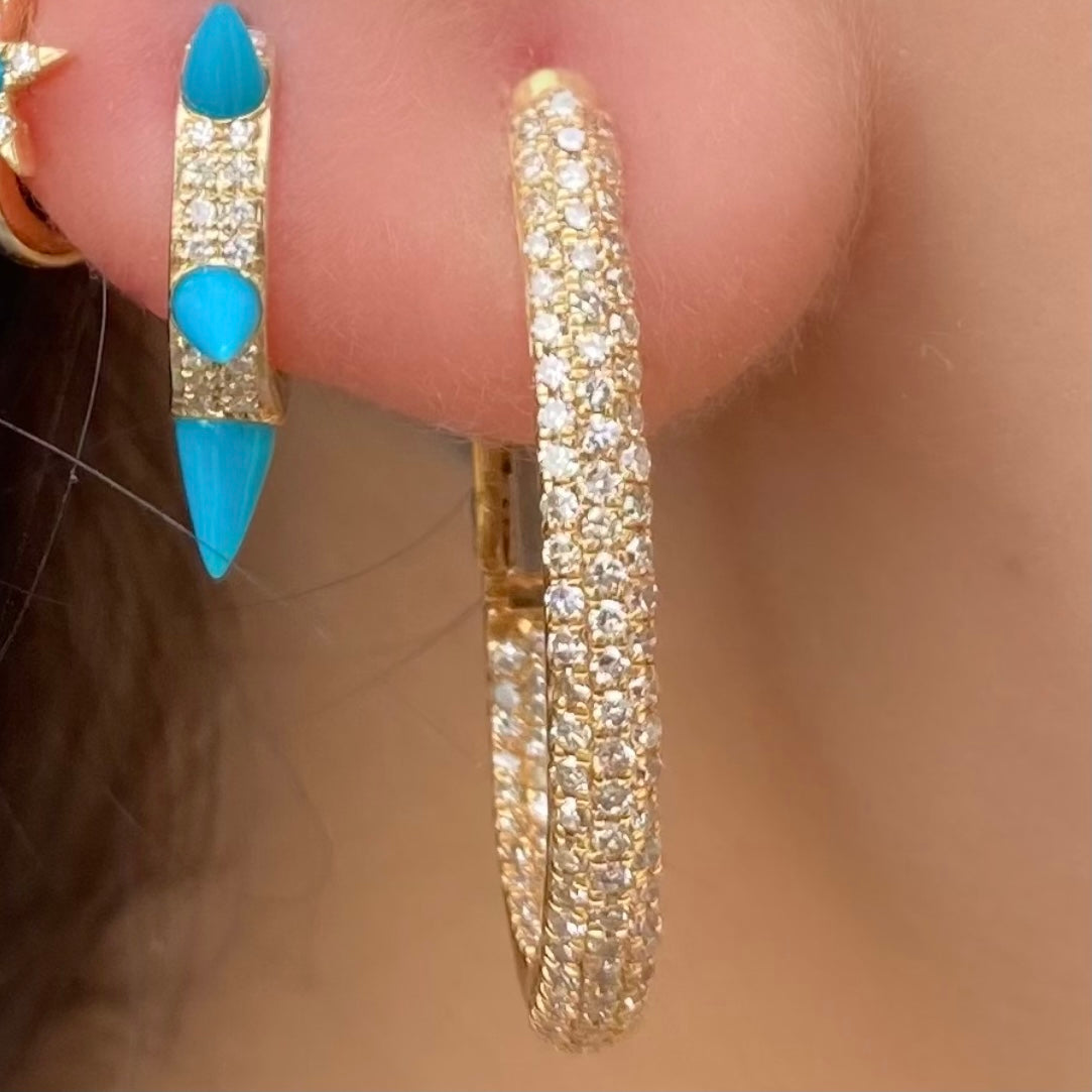 Oval Double Diamond Hoops - Nina Segal Jewelry