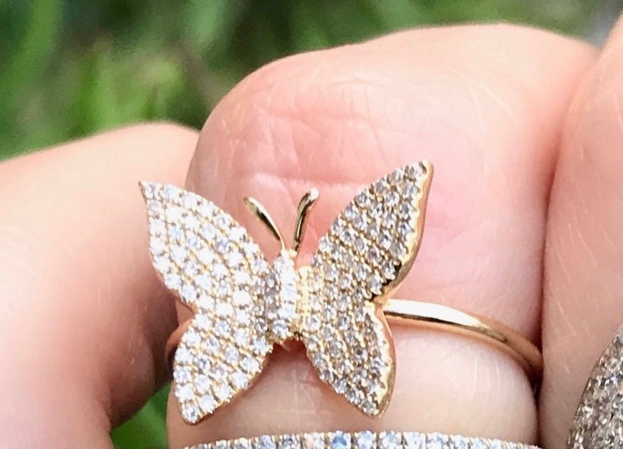 Big Diamond Pave Butterfly Ring - Nina Segal Jewelry