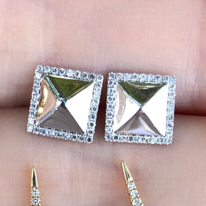 Big Pyramid Diamond Edged Studs - Nina Segal Jewelry