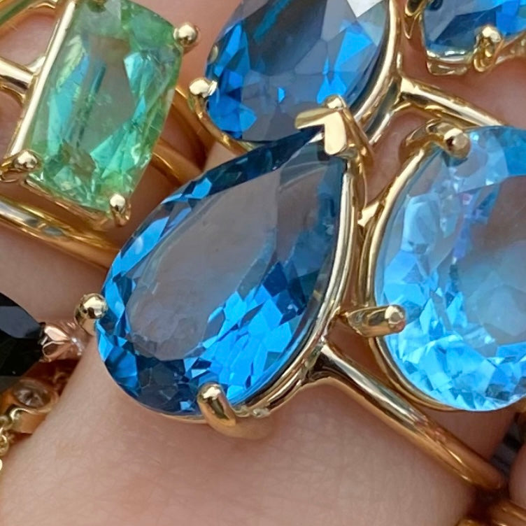 Gem Candy London Blue Topaz Large Pear Ring - Nina Segal Jewelry