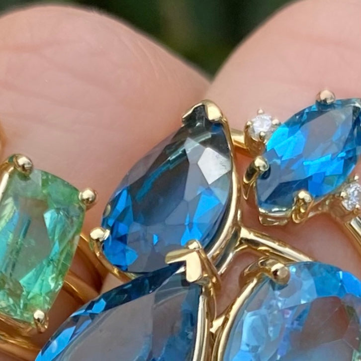 Gem Candy London Blue Topaz Medium Pear Ring - Nina Segal Jewelry