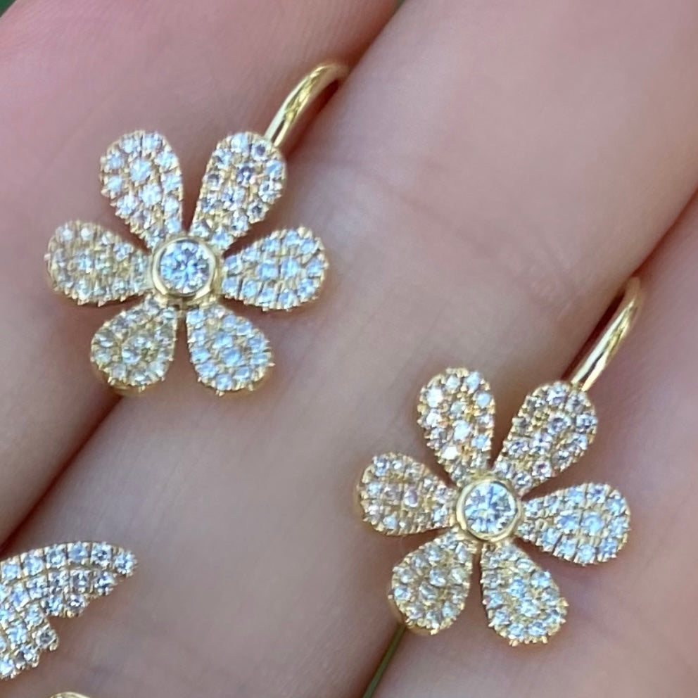Daisy Pave Diamond Drop Earrings - Nina Segal Jewelry
