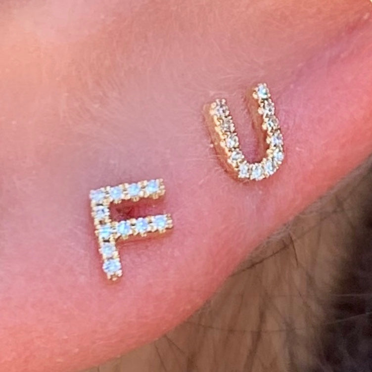 F U Diamond Studs - Nina Segal Jewelry