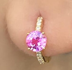 Pink Sapphire Diamond Huggies - Nina Segal Jewelry