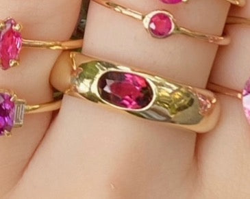Pink Tourmaline Flush Set Dome Ring - Nina Segal Jewelry