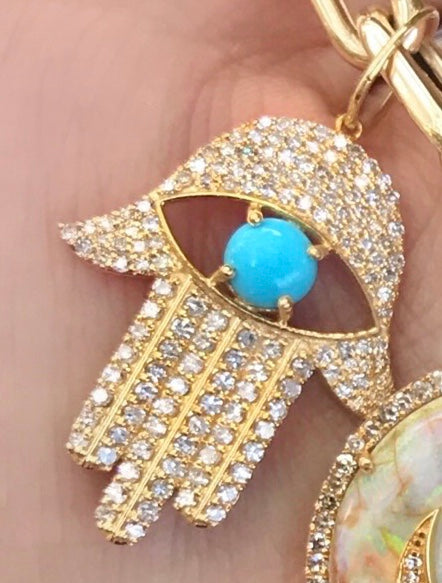 Hamsa Diamond Turquoise Pendant - Nina Segal Jewelry