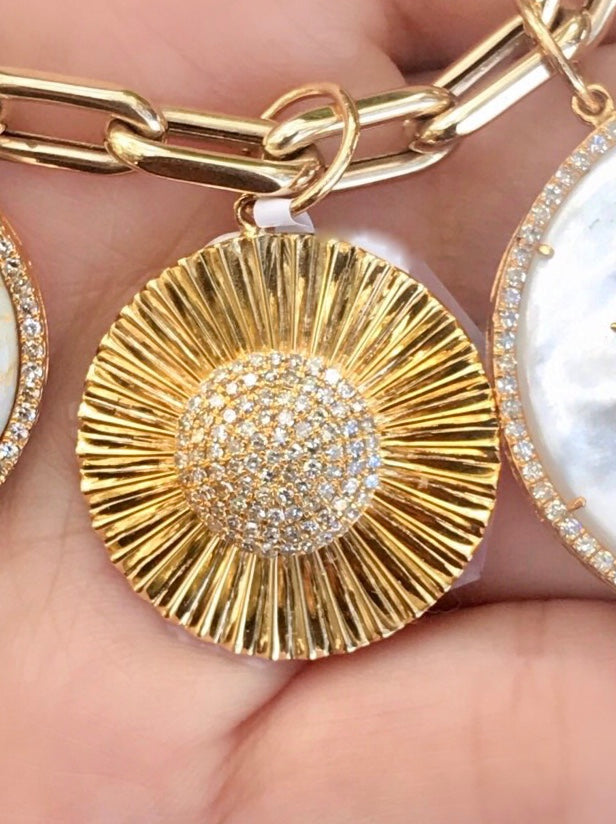 Diamond Sun Disc Pendant - Nina Segal Jewelry