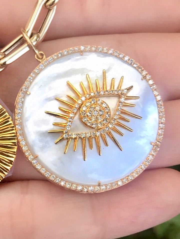 Mother of Pearl Diamond Evil Eye Pendant - Nina Segal Jewelry